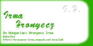 irma hronyecz business card